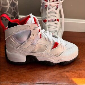 Jordan Kids White and Red High-Top Sneakers